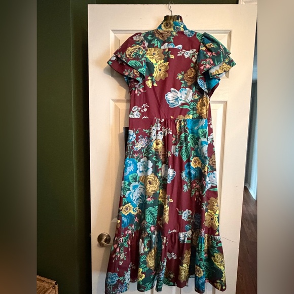 Tuckernuck Burgundy Floral Midi Dress - Picture 5 of 6